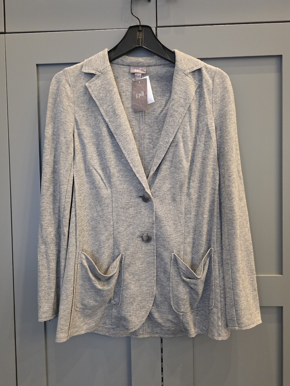 J Jill Wool Blend Blazer Size XSP Gray Jacket Relaxed Cozy Office Old Money NEW